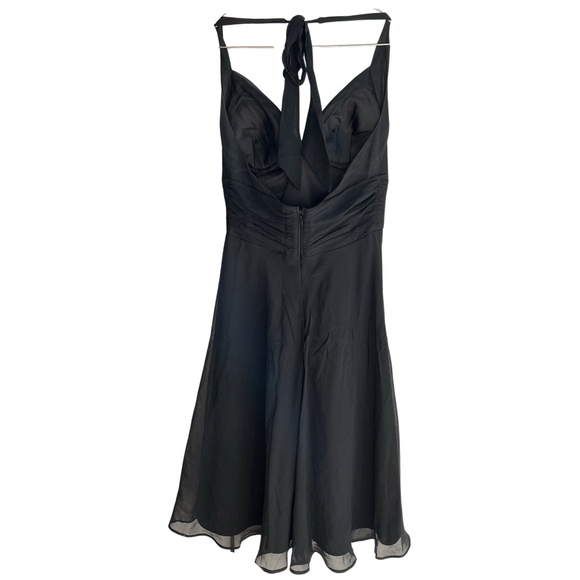 WHITE HOUSE BLACK MARKET Midi Silk Halter Dress Black Size 0 - Picture 3 of 4